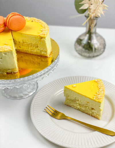 Kuchen Mango Buttermilch angeschnitten