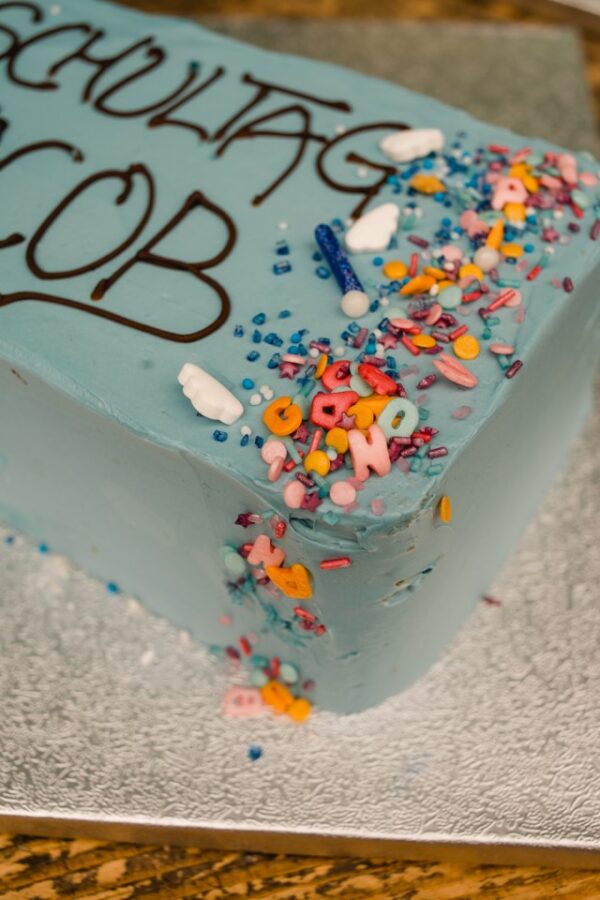 Torte Einschulung Bleistift blau Detail