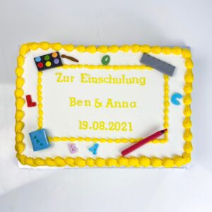Torte Einschulung klassisch gelb detail