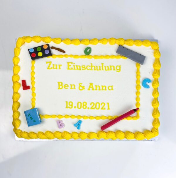 Torte Einschulung klassisch gelb detail