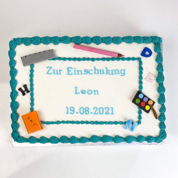 Torte Einschulung klassisch petrol