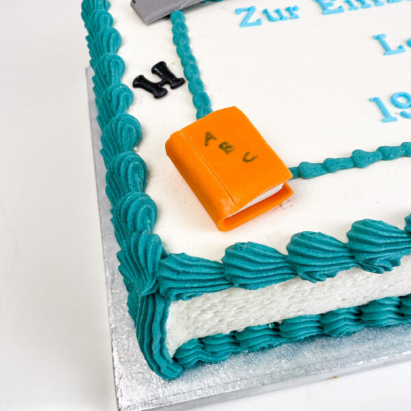 Torte Einschulung klassisch petrol Detail