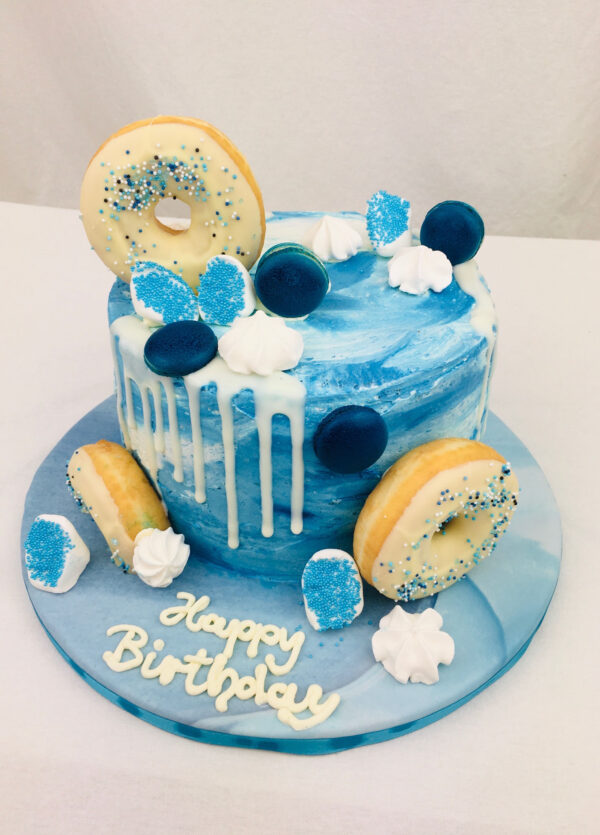 Blaue Donut Torte