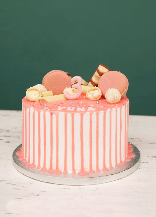 Rosa-Drip-Torte