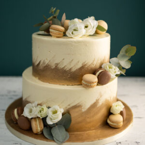 Goldene Macaron Hochzeitstorte